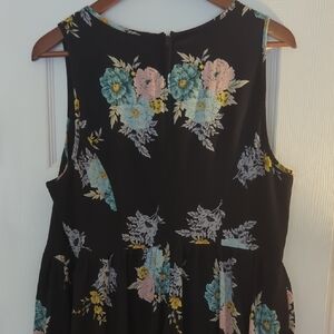 Floral Sleeveless Black Dress